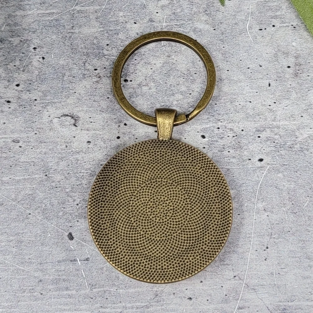 New Handmade | Peach Purple Plaid Fabric Button Keychain